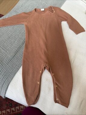 H&M Rust-Colored Knit Baby One-Piece Footie